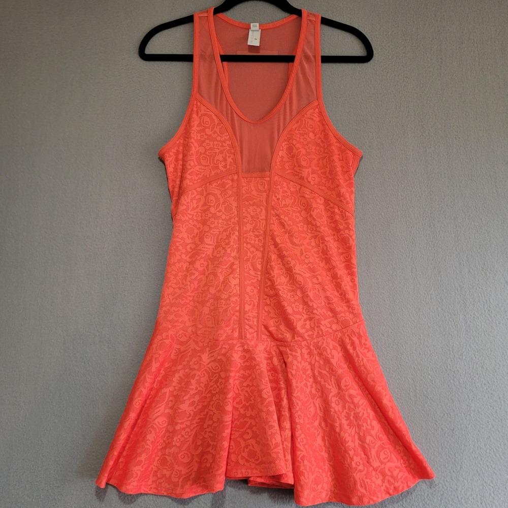 Adidas by Stella McCartney Orange Floral Lace Tennis Dress Size M Racerback 15-8